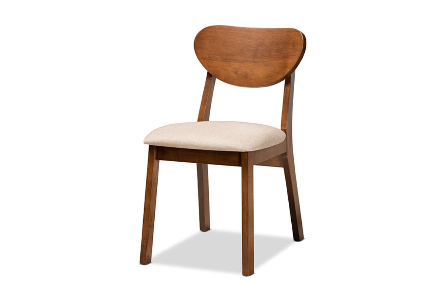 Baxton Studio Damara Mid-Century Modern Sand Fabric Upholstered and Walnut Brown Finished Wood 5-Piece Dining Set