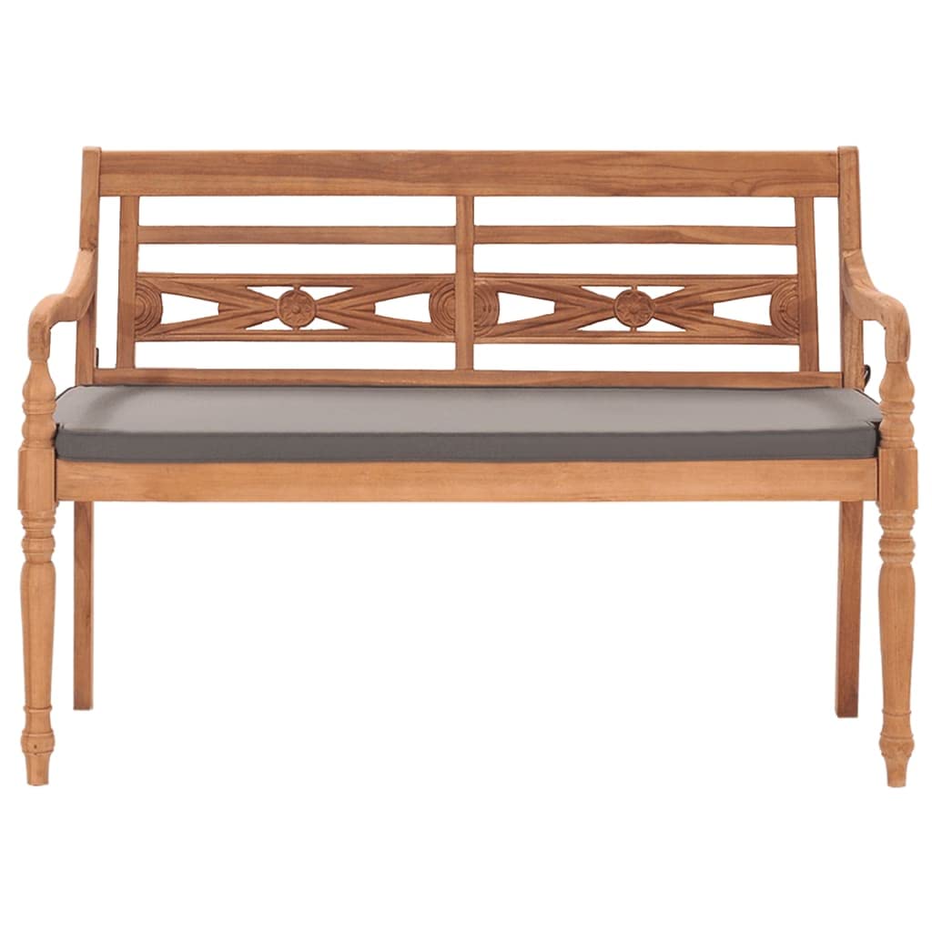 Solid Teak Wood Batavia Bench with Dark Gray Cushion - Thumbnail 2
