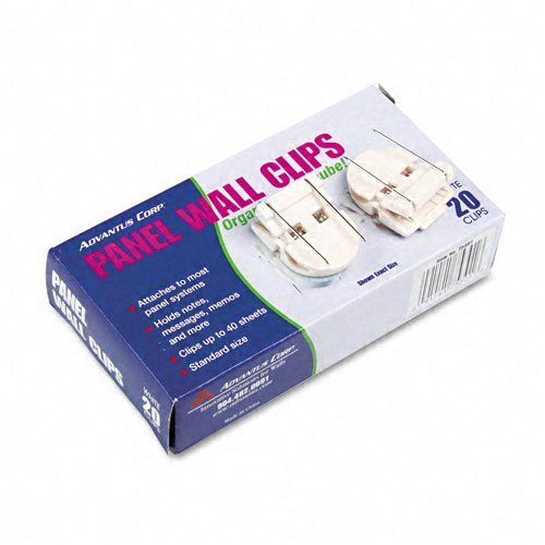 Advantus : Panel Wall Clips For Fabric Panels, Standard Size, White, 20 Per Pack -:- Sold As 2 Packs Of - 20 - / - Total Of 40 E