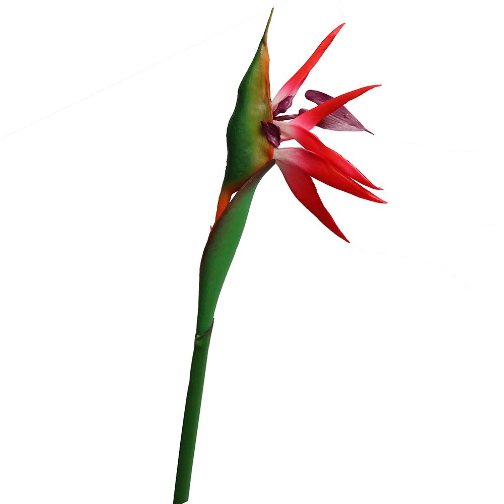 32 Inch Large Elegant Artificial Bird Of Paradise Flower Pu Plants For Home Office 3Pcs (Red)