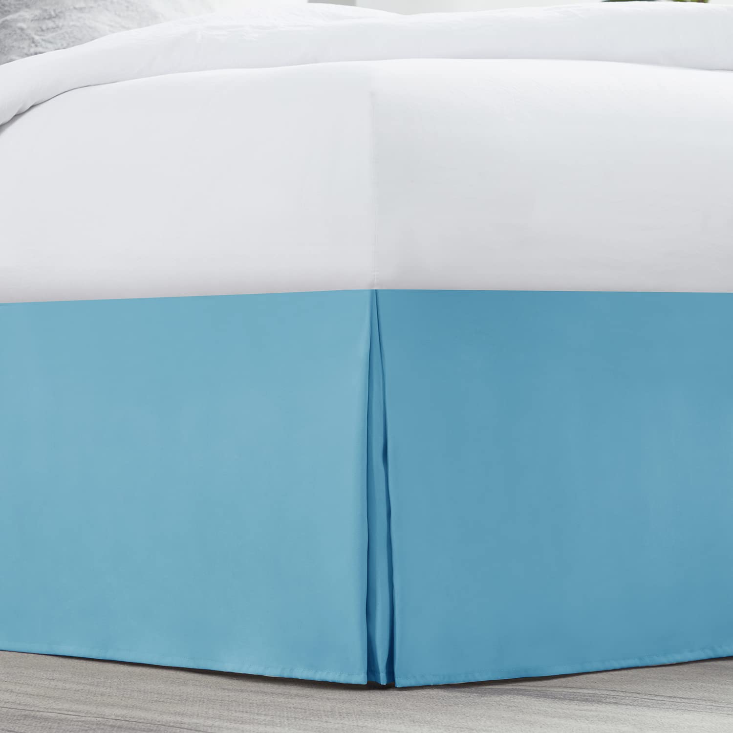 Nestl Beach Blue Bed Skirt King Size - King Bed Skirt 14 Inch Drop - Brushed Microfiber Bed Skirts - Hotel Quality Pleated Bed Skirt - Shrinkage & Fade Resistant
