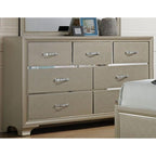 Acme 7 Drawer Dresser in Champagne - 58W x 16D x 37H, Stylish Storage Solution for Bedroom or Living Room