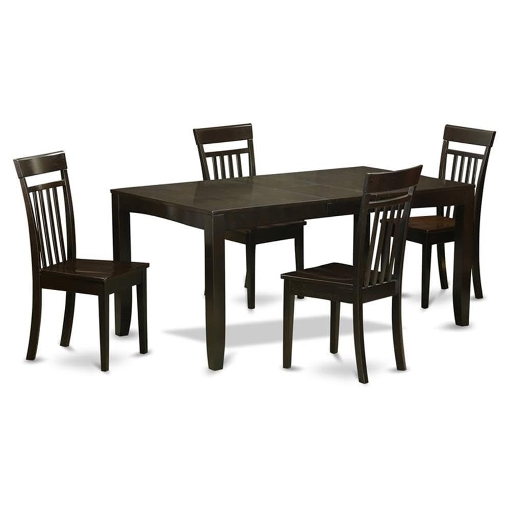 East West Furniture LYCA5-CAP-W Lynfield 5 Piece Modern Set Includes a Rectangle Wooden Table with Butterfly Leaf and 4 Dining Chairs, 36x66 Inch, Cappuccino