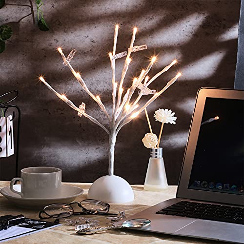 Honoson Christmas Led Tabletop Branches Decor Money Tree Gift Holder Night Light Fairy Tree Holder With 32 Clear Clips For Displ