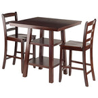 Ergode Obsidian 3-Piece Counter Table Set | Sleek Design | Black Veneer Top | Easy Assembly | 2 Black Square-Leg Stools | (94312-VV)