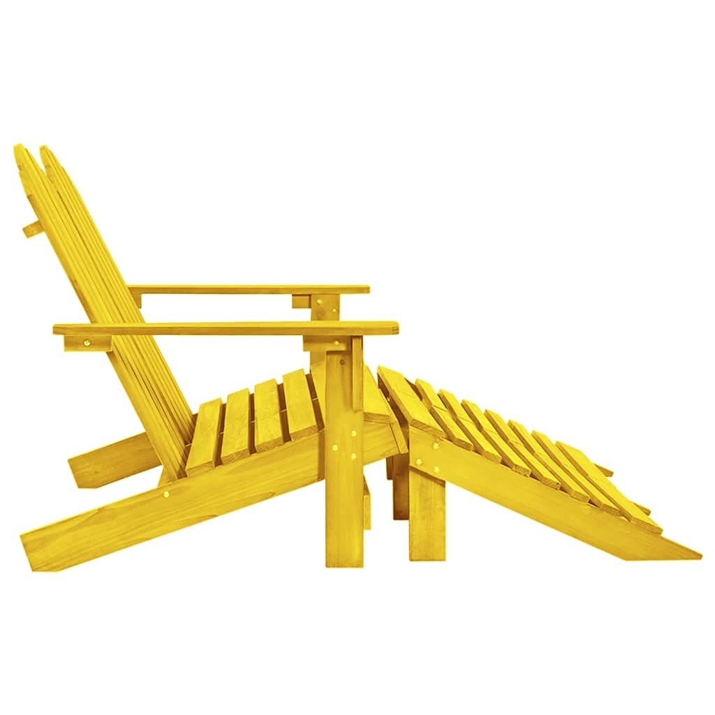 vidaXL Comfortable 2-Seater Patio Adirondack Chair with Detachable Ottomans in Solid Fir Wood - Yellow