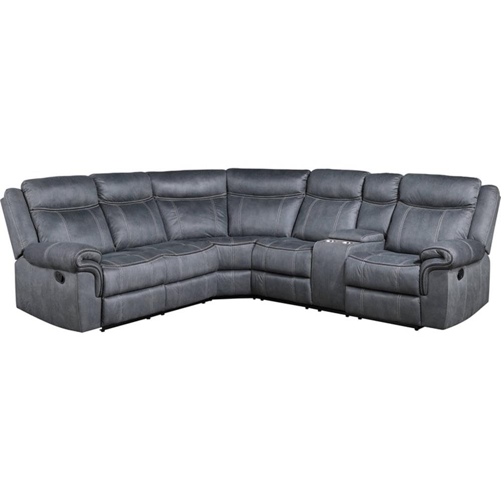 Acme Dollum Sectional Sofa in 2-Tone Gray Velvet