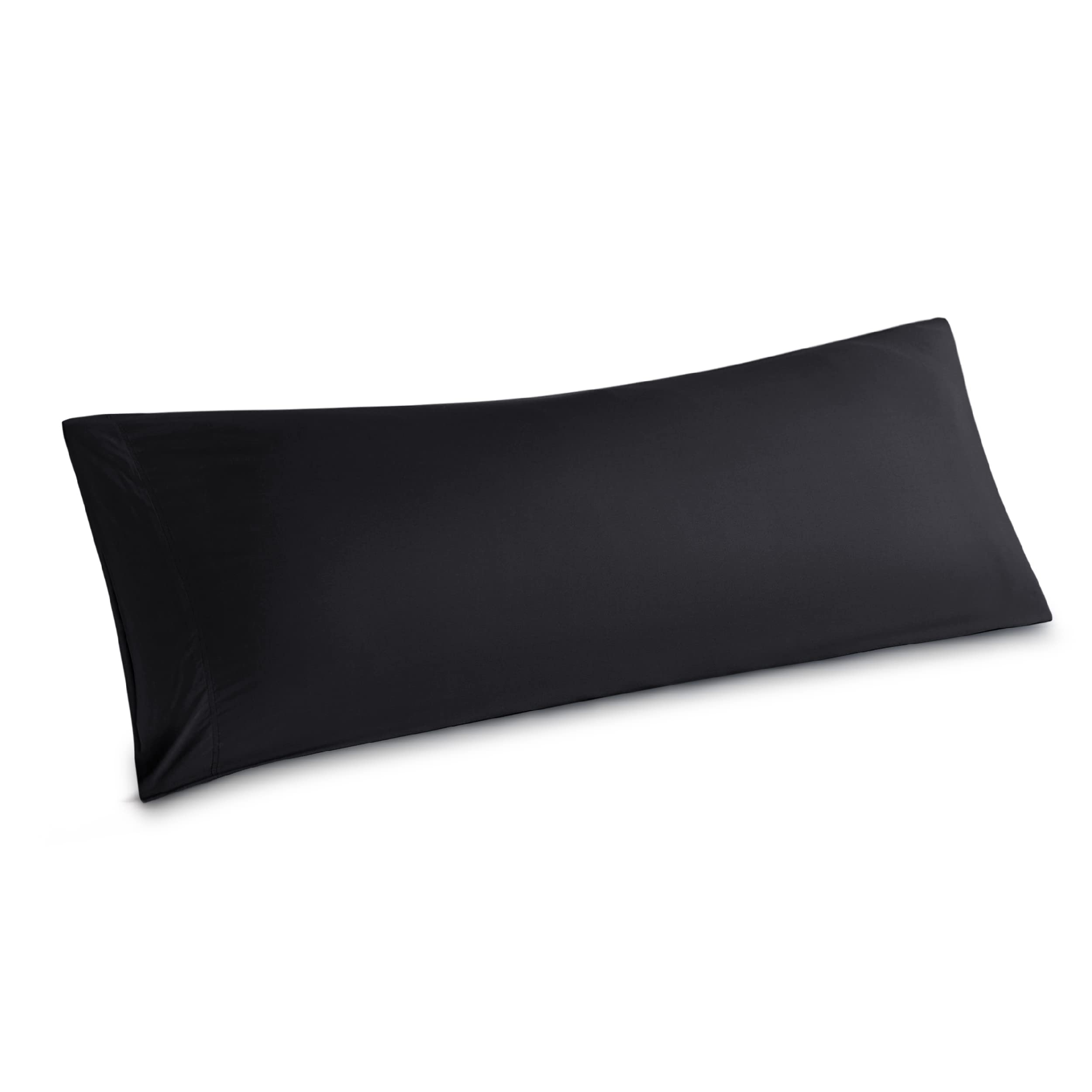 Bedsure Body Pillow Cover - Black Long Cooling Pillow Cases, 100% Rayon Derived From Bamboo, Soft & Breathable Body Pillowcase With Envelope Closure, Gifts For Women Or Men, 1 Pack, 20X54 Inches