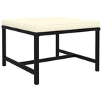 vidaXL Black Poly Rattan Sectional Footrest with Cream White Cushions - Versatile Outdoor Furniture - Steel Frame - Weather-Resistant Material