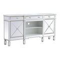Elegant Decor Contempo 72 Metal and MDF Mirrored Credenza in Antique White