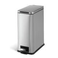 Home Zone Living 3 Gallon Small Trash Can with a Lid and Step Pedal, Stainless Steel with Slim Design for Home and Office, Silve
