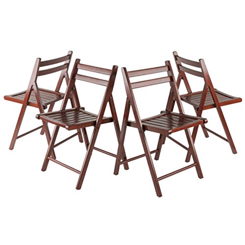 Ergode Elegant Robin 4-PC Folding Chair Set | Walnut Finish | Solid Wood | Compact & Comfortable