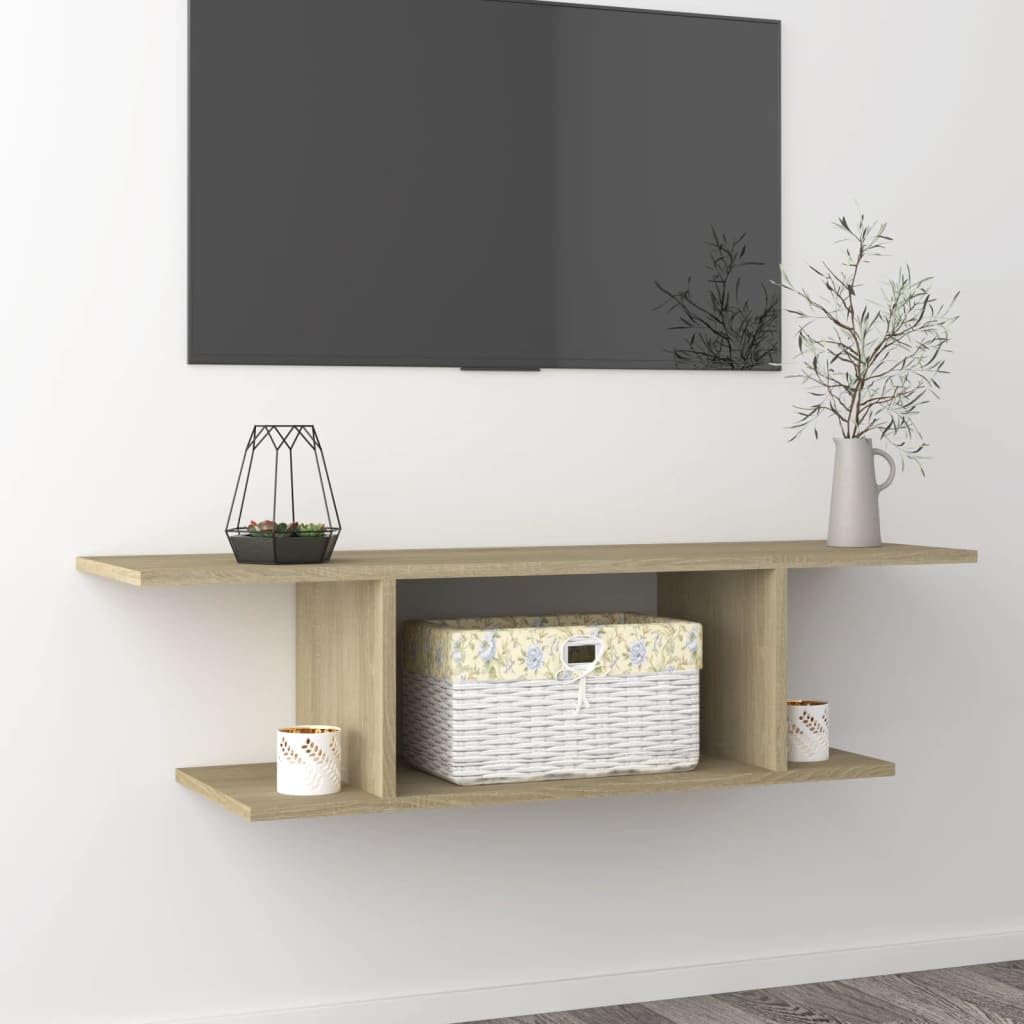 vidaXL Y39870586 Wall Mounted TV Unit, Sonoma Oak, Chipboard, 103 cm x 30 cm x 26.5 cm