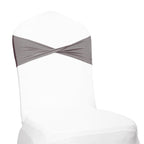 Mds Pack Of 10 Spandex Chair Sashes Bow Sash Elastic Chair Bands Ties Without Buckle For Wedding And Events Decoration Spandex Slider Sashes Bow - Silver Gray