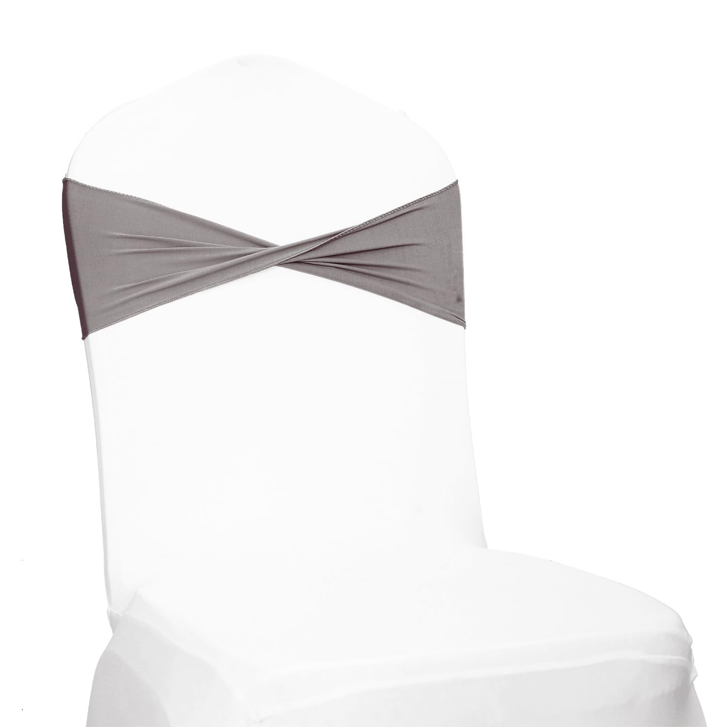 Mds Pack Of 10 Spandex Chair Sashes Bow Sash Elastic Chair Bands Ties Without Buckle For Wedding And Events Decoration Spandex Slider Sashes Bow - Silver Gray