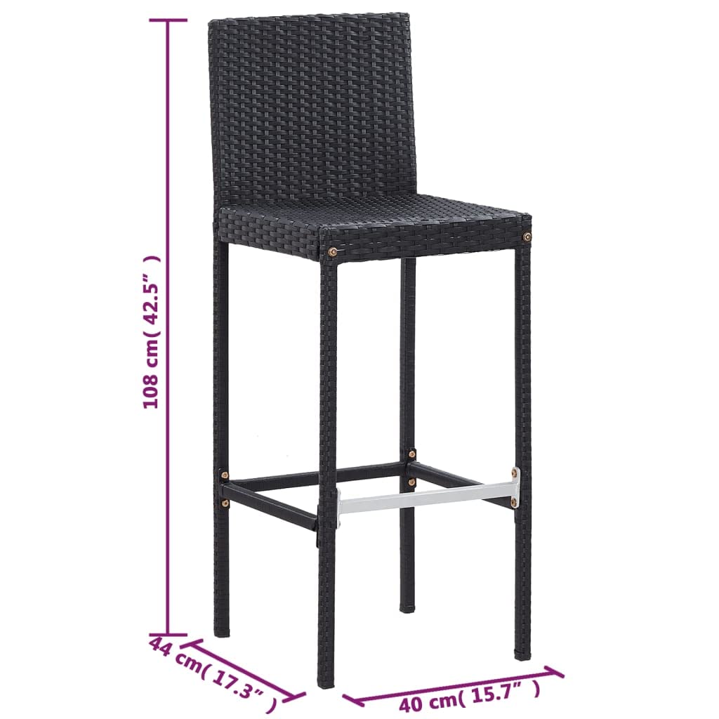 vidaXL Patio Bar Set 5 Piece, Outdoor Bar Table Set with Wood Tabletop, Patio Furniture Set with Cushions, Dining Set for Garden, Rattan and Wood Black