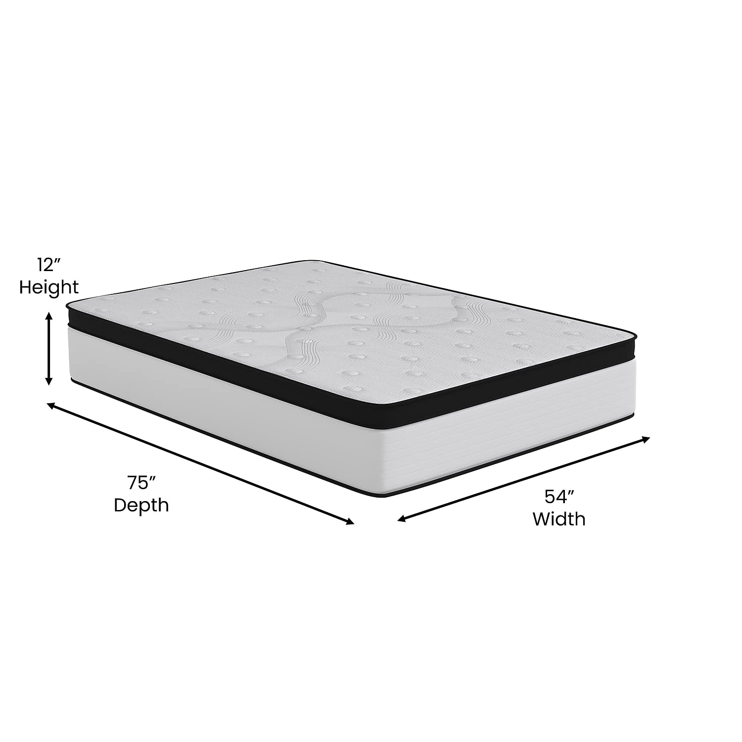 Flash Furniture Capri Comfortable Sleep 12&Quot; Hybrid Pocket Spring And Foam Mattress In A Box, Extra Firm Foam Pocket Spring Hybrid Mattress, Full