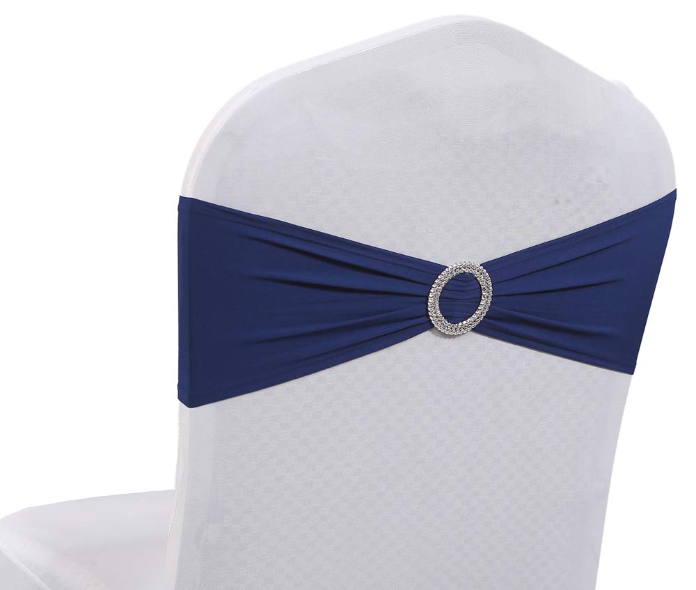 Mds Pack Of 25 Spandex Chair Sashes Bow Sash Premium Stretch Chair Cover Band With Buckle Slider Elastic Chair Ties For Wedding