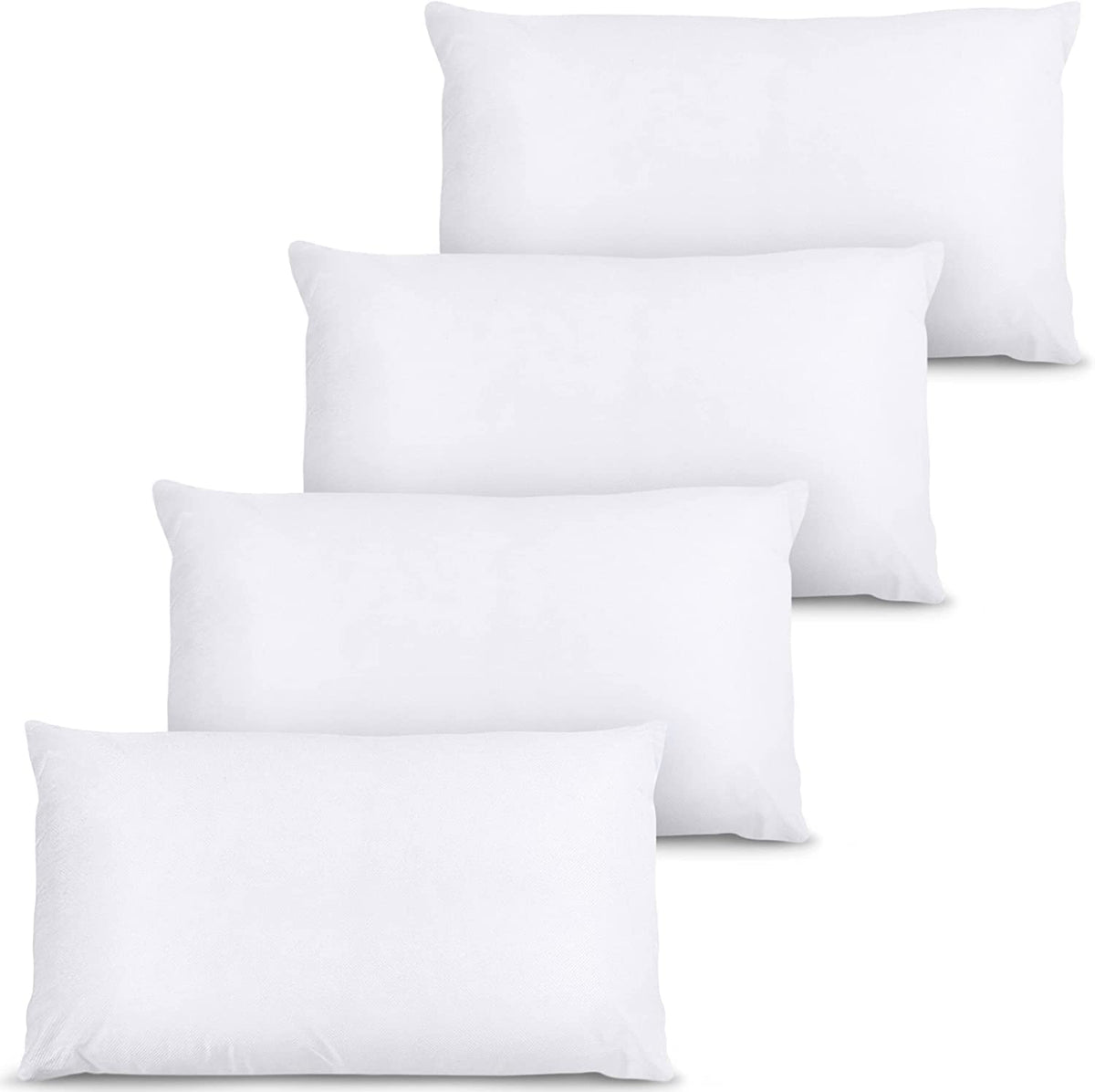 Utopia Bedding Throw Pillow Inserts (Pack Of 4, White), 12 X 20 Inches Decorative Indoor Pillows For Sofa, Bed, Couch, Cushion S