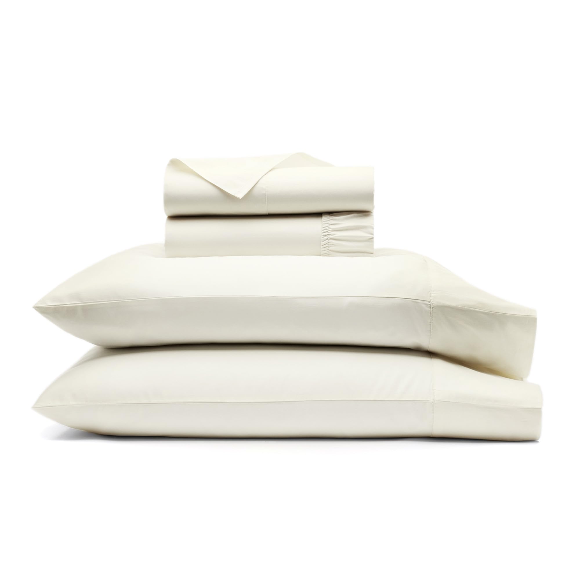 Boll & Branch Signature Hemmed Sheet Set - King + Standard, Cream - Luxury 100% Organic Cotton - Includes 1 Flat, 1 Fitted, 2 St