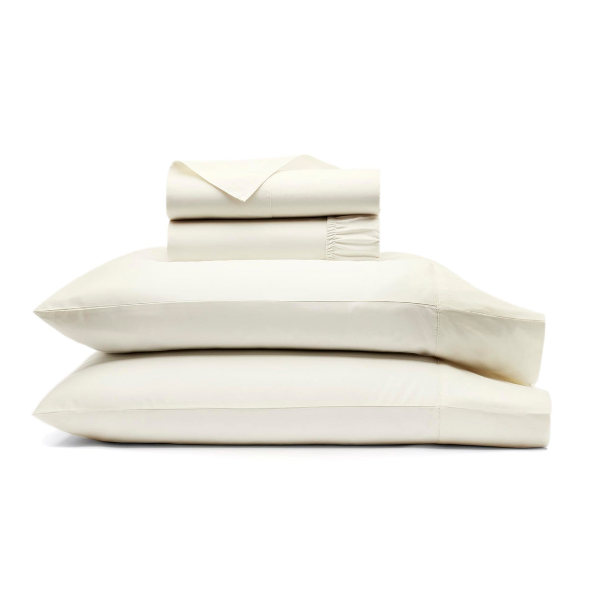 Boll & Branch Signature Hemmed Sheet Set - California King, Cream - Luxury 100% Organic Cotton - Includes 1 Flat, 1 Fitted, 2 Pi