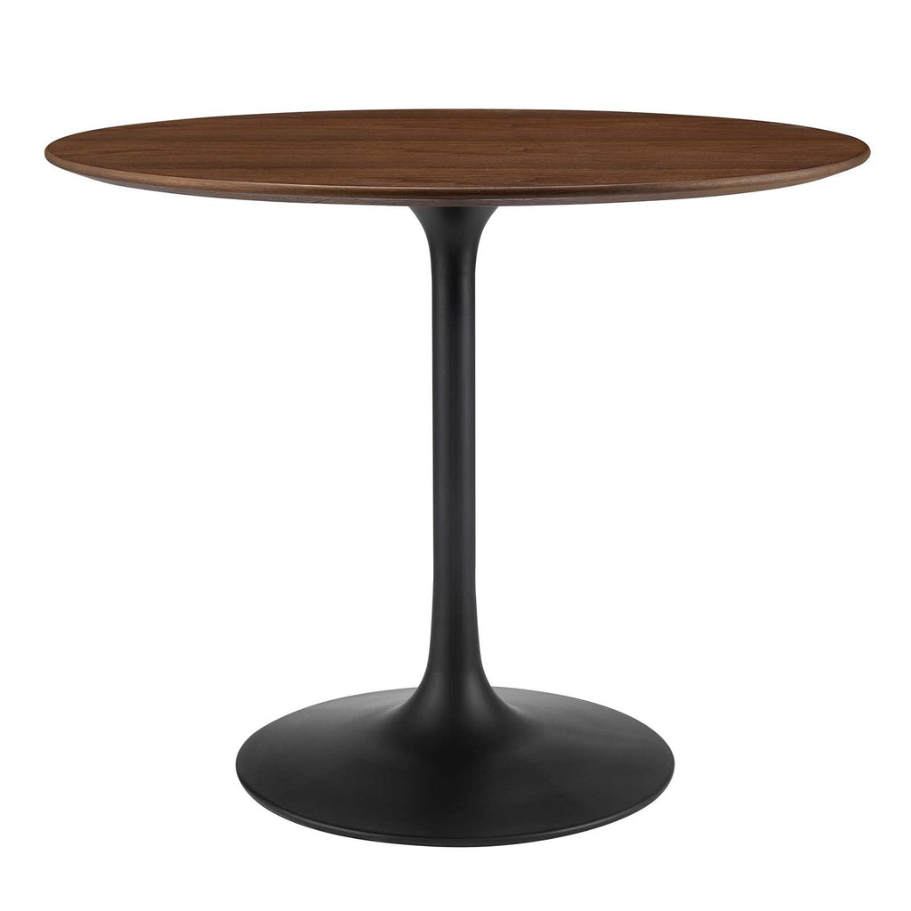 Modway Lippa Round 36" Wood Grain Mid-Century Modern Dining Table In Black Walnut