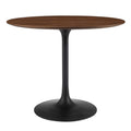 Modway Lippa Round 36" Wood Grain Mid-Century Modern Dining Table In Black Walnut