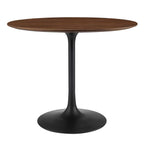 Modway Lippa Round 36" Wood Grain Mid-Century Modern Dining Table In Black Walnut