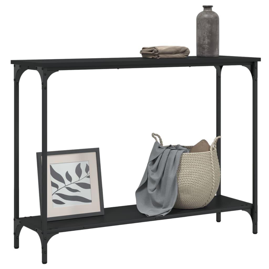 vidaXL Black Console Table with Durable Engineered Wood and Metal Frame, Stylish Furniture for Living Room, Hallway, Entryway