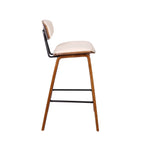 HomeRoots Poplar, Metal, Faux Leather 26" Cream Faux Leather Mid Century Modern Bar Stool