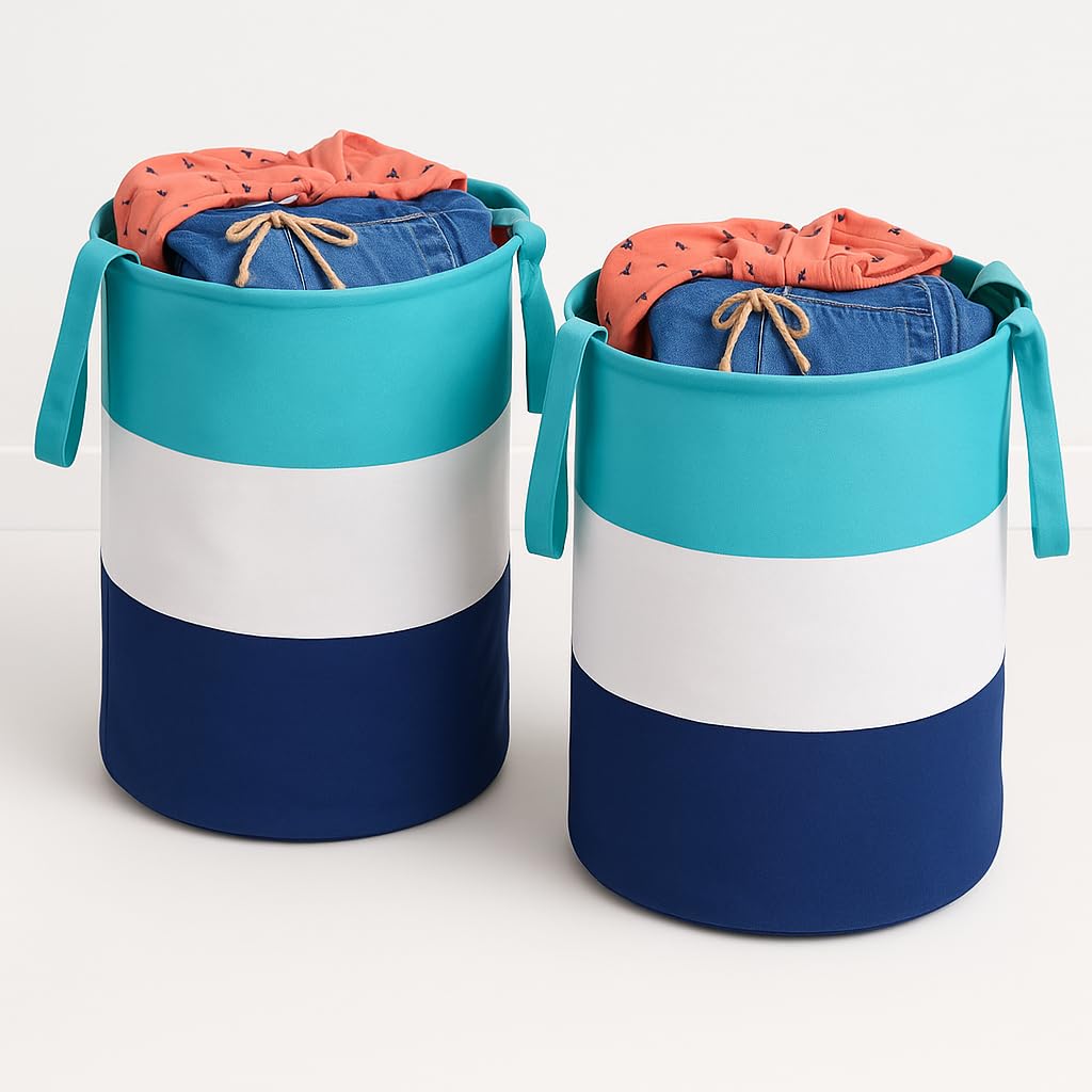 Unicrafts Durable and Collapsible Non Woven Laundry Storage Bag with Handles Clothes & Toys Storage Foldable Laundry Bag Combo P
