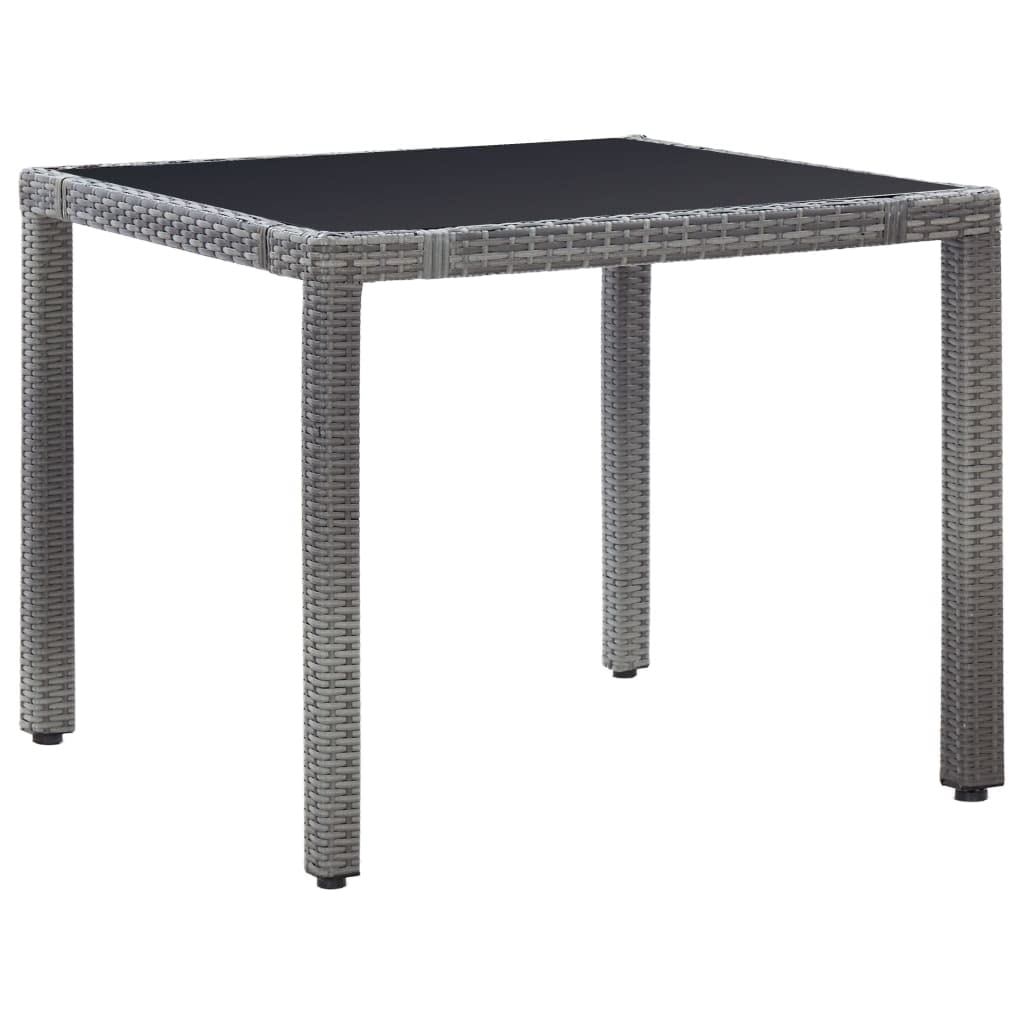 5 Piece Patio Dining Set Poly Rattan Gray