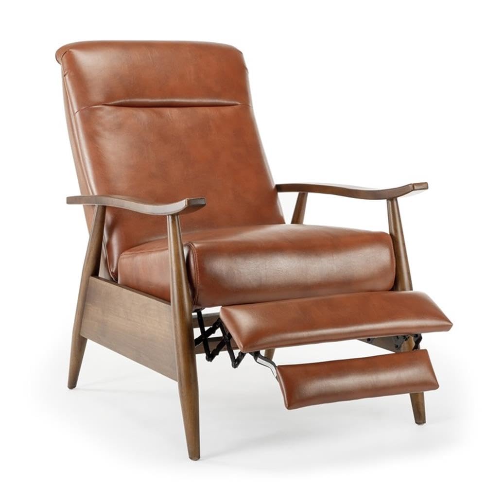 Comfort Pointe Solaris Caramel Faux Leather Wooden Arm Push Back Recliner Chair