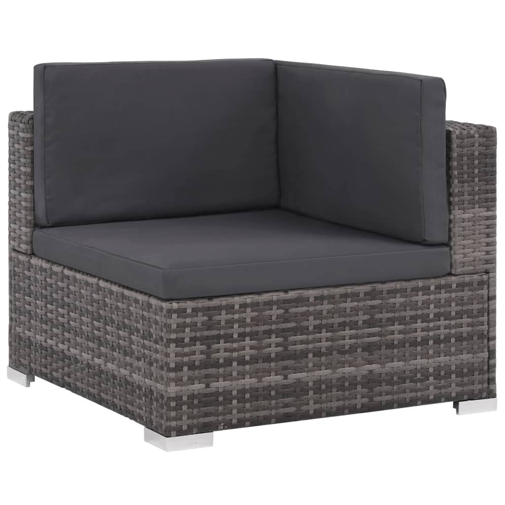 Hotyard 6 Piece Garden Lounge Set with Cushions Poly Rattan Grey