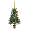 ** vidaXL 94.5" Artificial Pre-Lit Christmas Tree with Rose Gold Balls - Battery Operated LED Lights - Durable PE & Steel - Green Xmas Tree