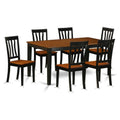 East West Furniture NIAN7-BCH-W 7 Piece Dining Set Consist of a Rectangle Dining Room Table with Butterfly Leaf and 6 Wood Seat Chairs, 36x66 Inch, Black & Cherry