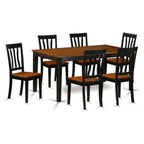 East West Furniture NIAN7-BCH-W 7 Piece Dining Set Consist of a Rectangle Dining Room Table with Butterfly Leaf and 6 Wood Seat Chairs, 36x66 Inch, Black & Cherry