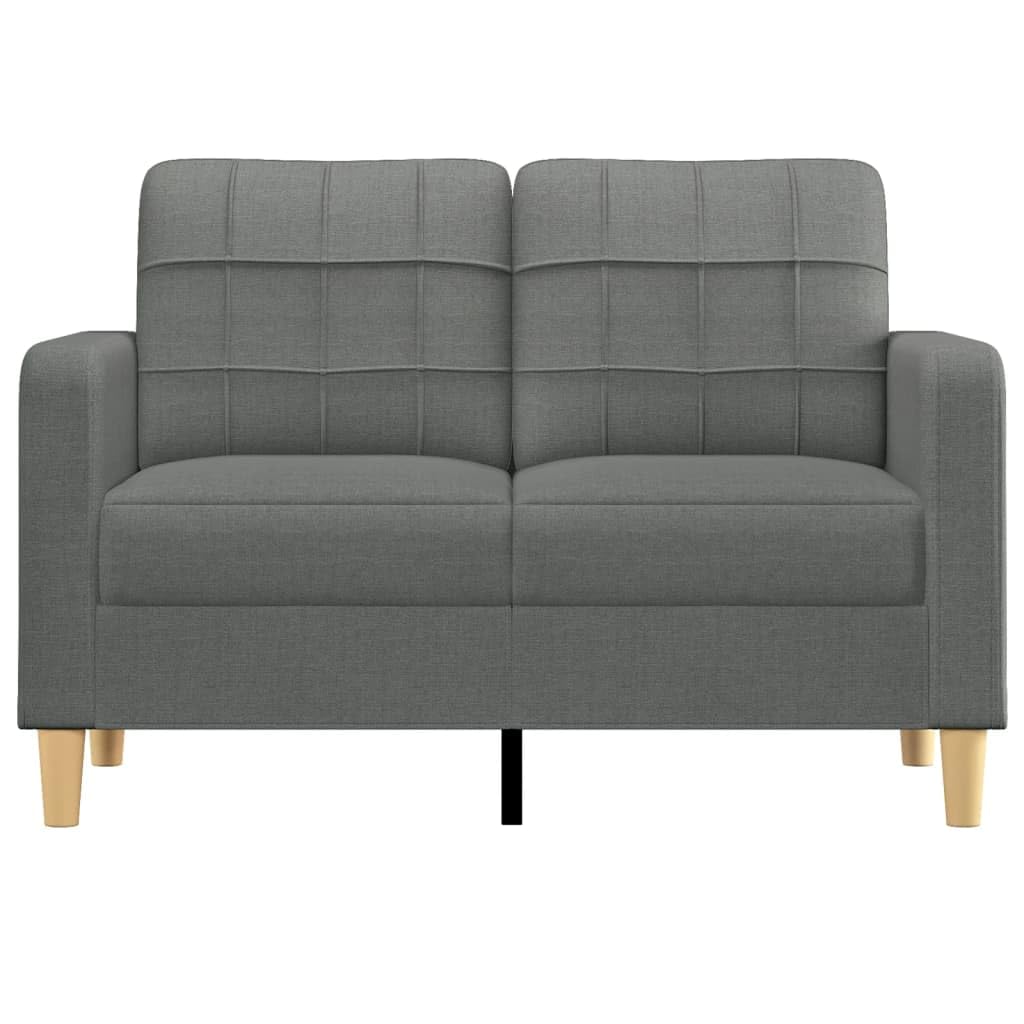 vidaXL Dark Gray 2-Seater Sofa with Polyester Fabric, Metal Frame, and Comfortable Padding - Compact Design for Modern Home Styles