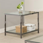Coaster Furniture End Table with Shelf Black Nickel and Clear 26"D x 24"W x 23"H 720227