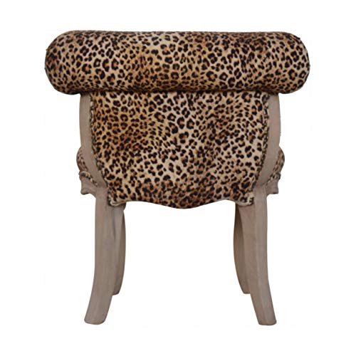 Artisan Furniture Studded Cabriole Legs Chair  One Size  Sunbleach  Leopard Print Fabric