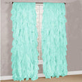 Diamondhome Decorative Sheer Vertical Ruffle Waterfall Window Treatment Curtain Drape Set (Sea Blue, 2 Panel 50' X 95')