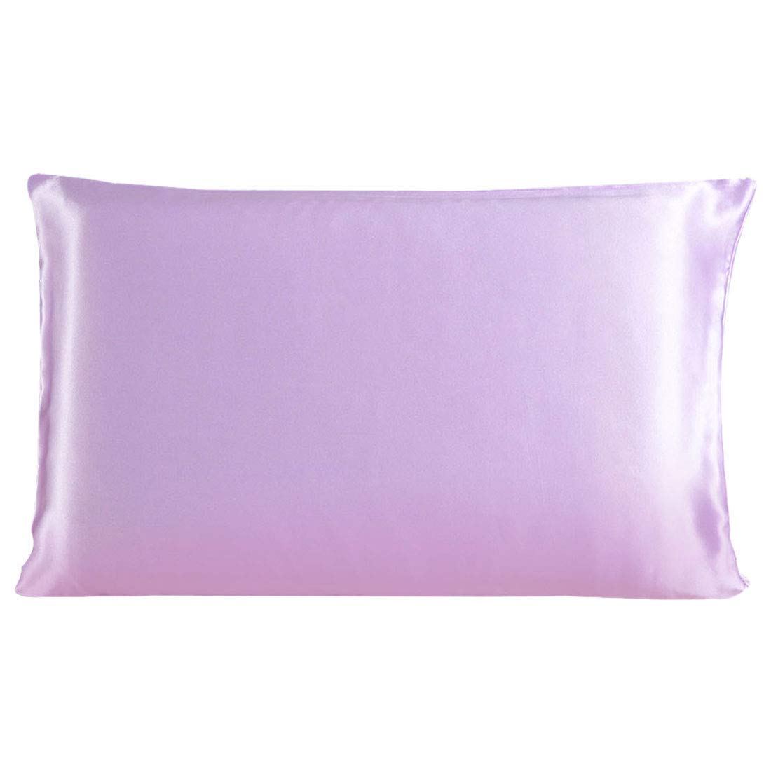 Uxcell 100% Charmeuse Pure Silk Pillowcase Pillow Case Cover For Hair & Skin 350Tc 19 Momme (1-Piece) Light Purple Travel(14X20I