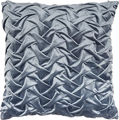 HomeRoots 100% Polyester Powder Blue Pleated Velvet Throw Pillow