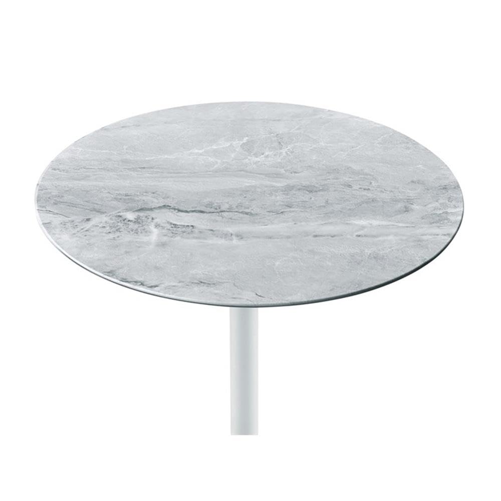 Lilola Home Orbit End Table with Height Adjustable Gray Marble Textured Glass Top
