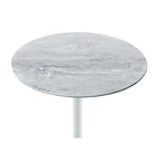 Lilola Home Orbit End Table with Height Adjustable Gray Marble Textured Glass Top