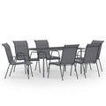 vidaXL Patio Dining Set 7 Piece Outdoor Garden Terrace Yard Patio Table and Chair Seating Seat Sitting Chair Dining Set Furniture Steel Anthracite