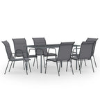 vidaXL Patio Dining Set 7 Piece Outdoor Garden Terrace Yard Patio Table and Chair Seating Seat Sitting Chair Dining Set Furniture Steel Anthracite