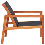 vidaXL Outdoor Patio Lounge Chair - Black | Made with Durable Solid Eucalyptus Wood and Breathable Textilene Fabric | Weather-Resistant and Easy to Assemble