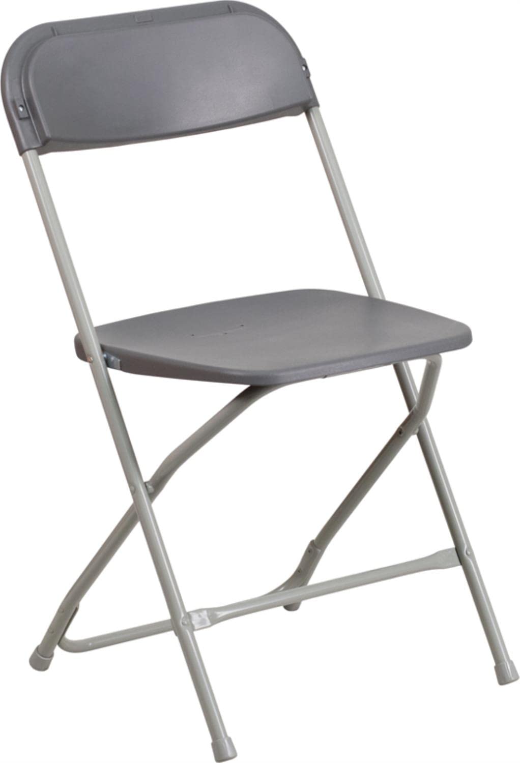 Flash Furniture Hercules Series Plastic Folding Chair - Grey - 2 Pack 650Lb Weight Capacity Comfortable Event Chair-Lightweight Folding Chair