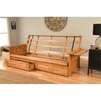 Kodiak Furniture Phoenix Queen Butternut Wood Storage Futon- Aqua Blue Mattress